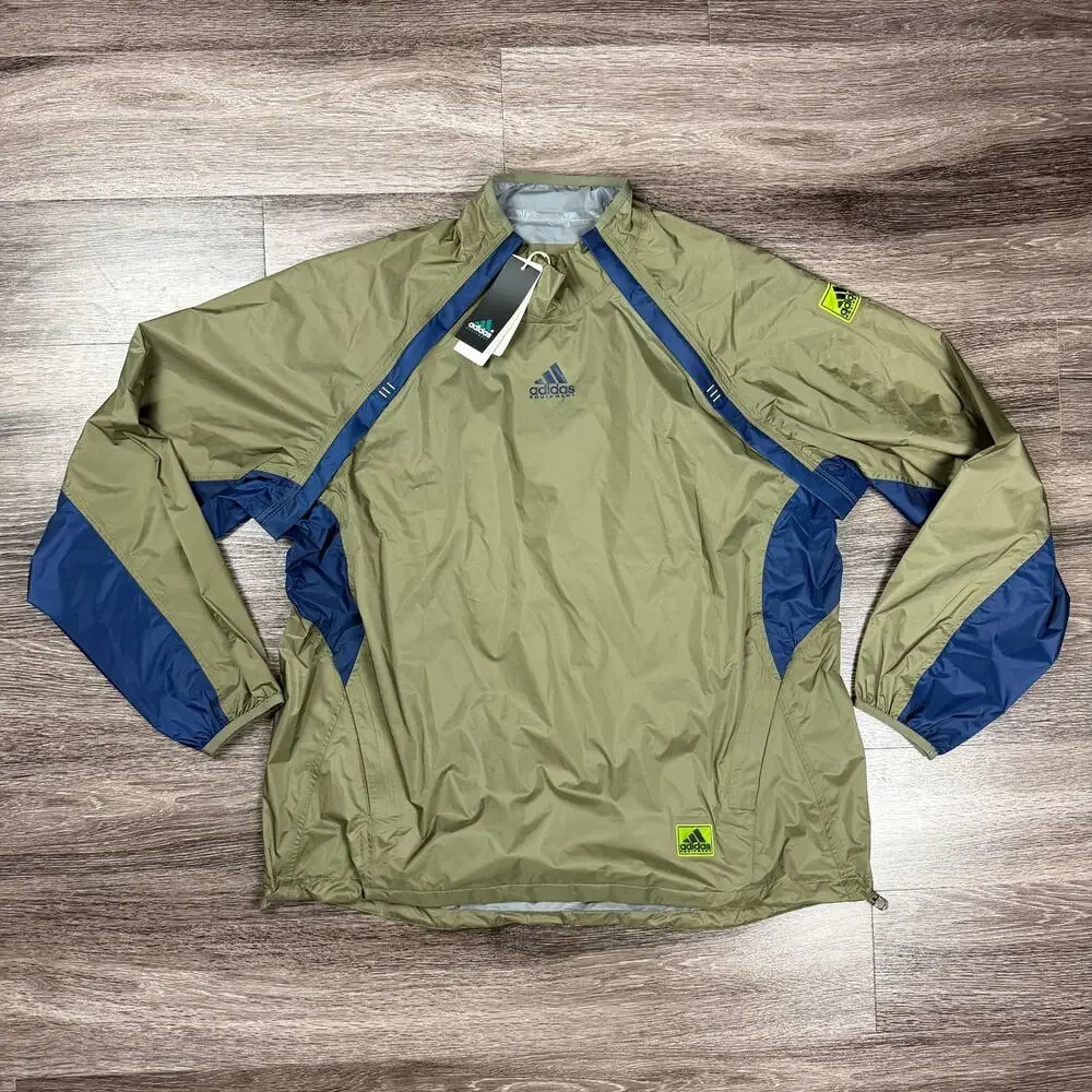 Adidas Equipment Woven Half Zipper Windbreaker Jacket Olive Navy Medium NEW
